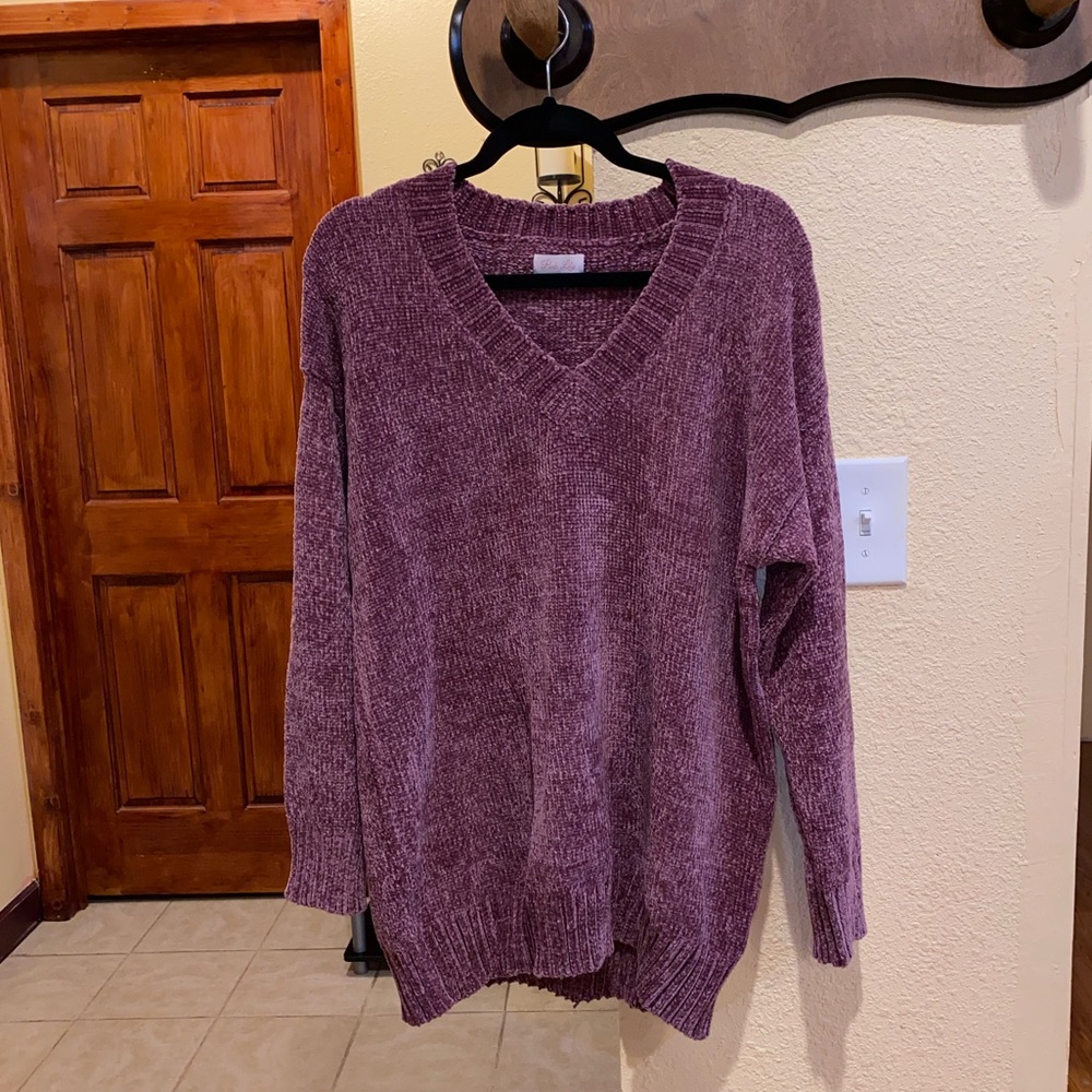 SOLD Pink Lily Purple Sweater